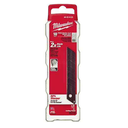 Milwaukee 25Mm Precision Snap Blades – 10-Pack Replacement Blades (48-22-9125) 1