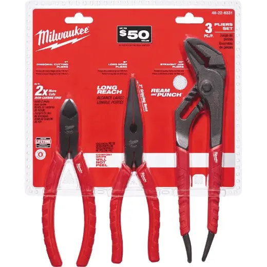 Milwaukee Comfort Grip Pliers Set – 3-Piece Professional Kit 1