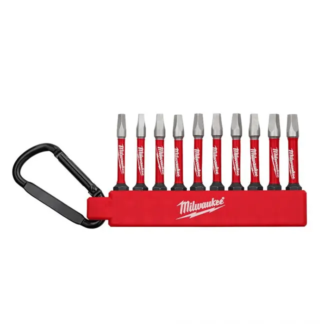 Milwaukee Shockwave™ Square Drive Carabiner Bit Set – 10-Piece, 1/4"–3/8" (Model 48-32-4090) 1
