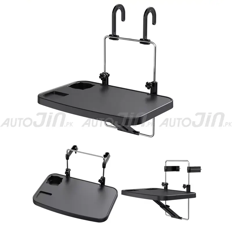 Multi-Use Folding Car Tray – Backseat & Steering Wheel Mount With Drink Holder 1