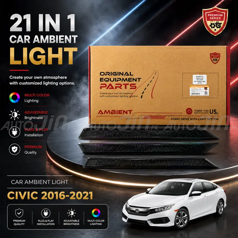 Oem-Style Honda Civic Ambient Light Kit – 2016–2021, 21-Mode 12V Interior Lighting With App Control 1