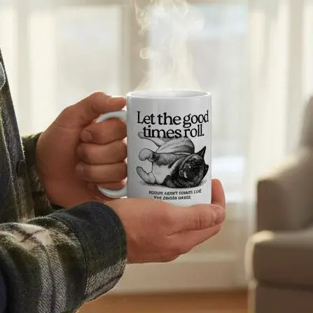 Pawsitivitees 'Let The Good Times Roll' Mug – 15Oz Ceramic Beverage Cup With Playful Design 1