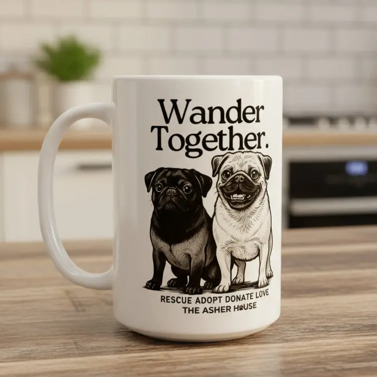 Pawsitivitees 'Wander Together' Mug – 15Oz Travel-Inspired Ceramic Coffee Cup 1
