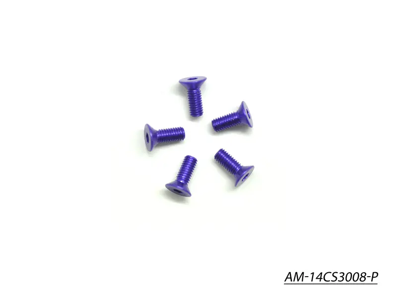 Purple Anodized 7075 Aluminum Allen Screw – M3×8Mm Countersunk Head (Pack Of 5, Am-14Cs3008-P) 1