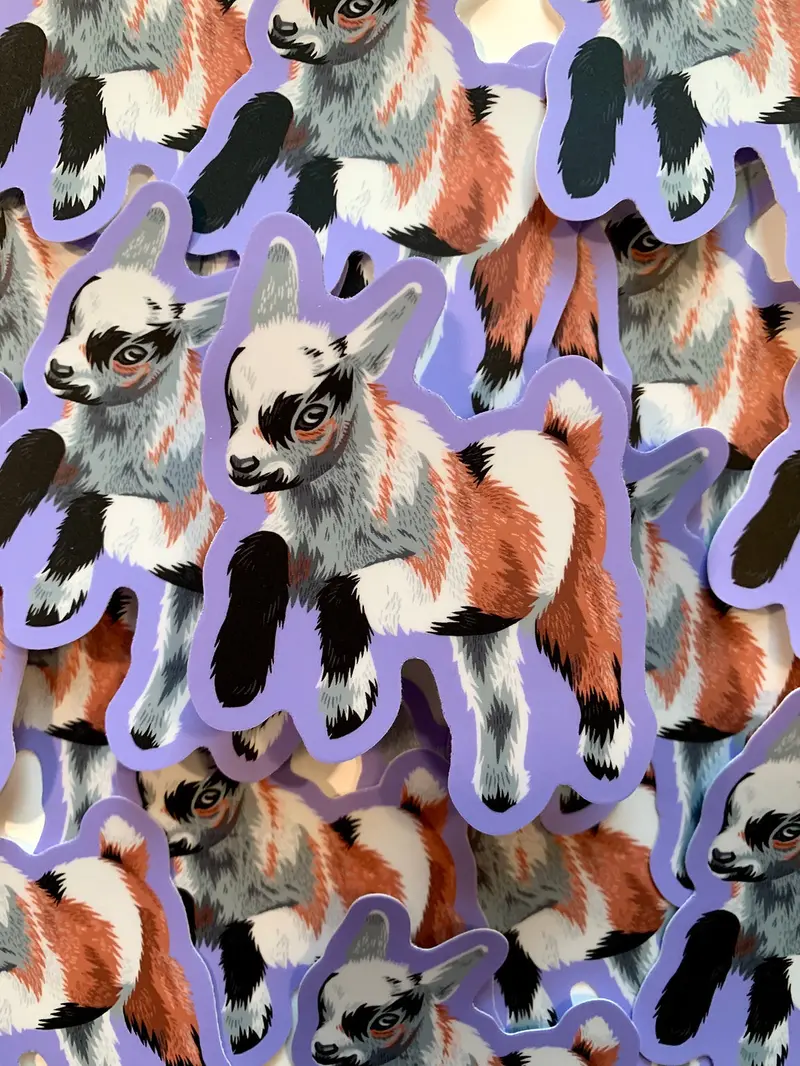 Purple Goat Vinyl Sticker By Sophie Margot Art 1