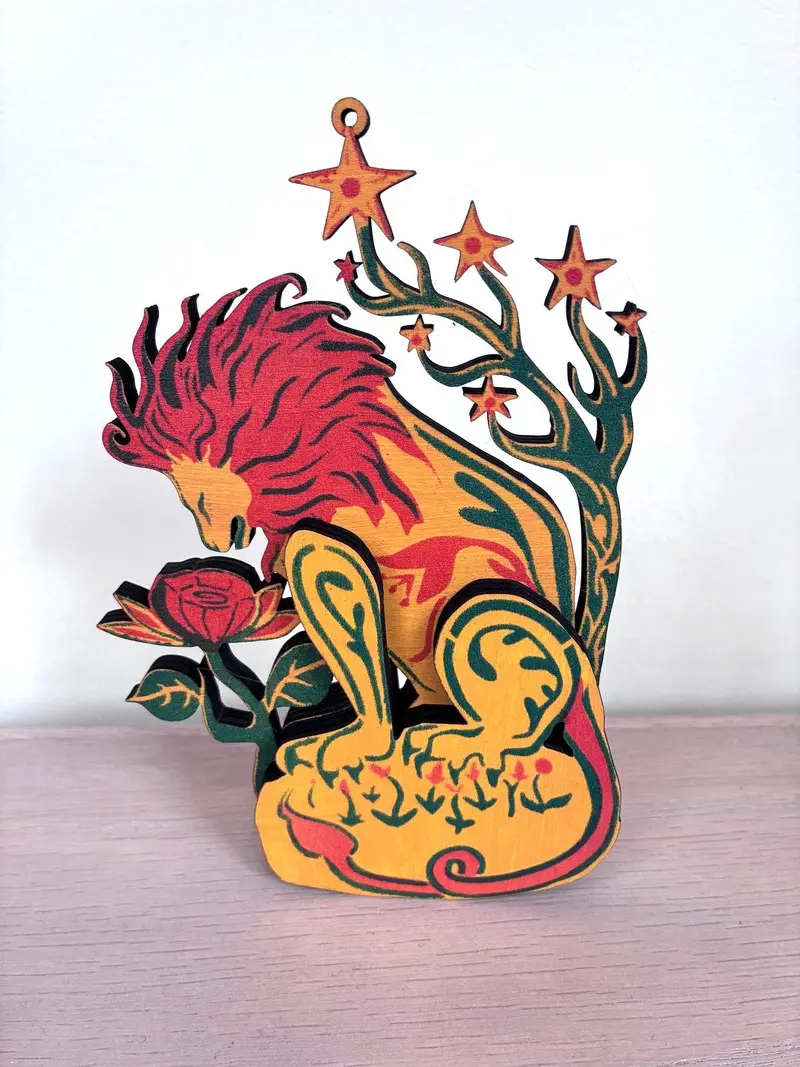 Rose Lion Ornament – Botanical-Animal Fusion Ceramic Decoration By Squirrel Dance Farm 1