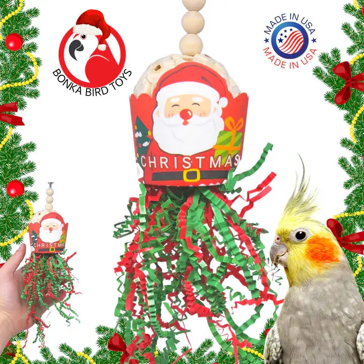Santa-Themed Sola Cup Christmas Toy For Birds 1
