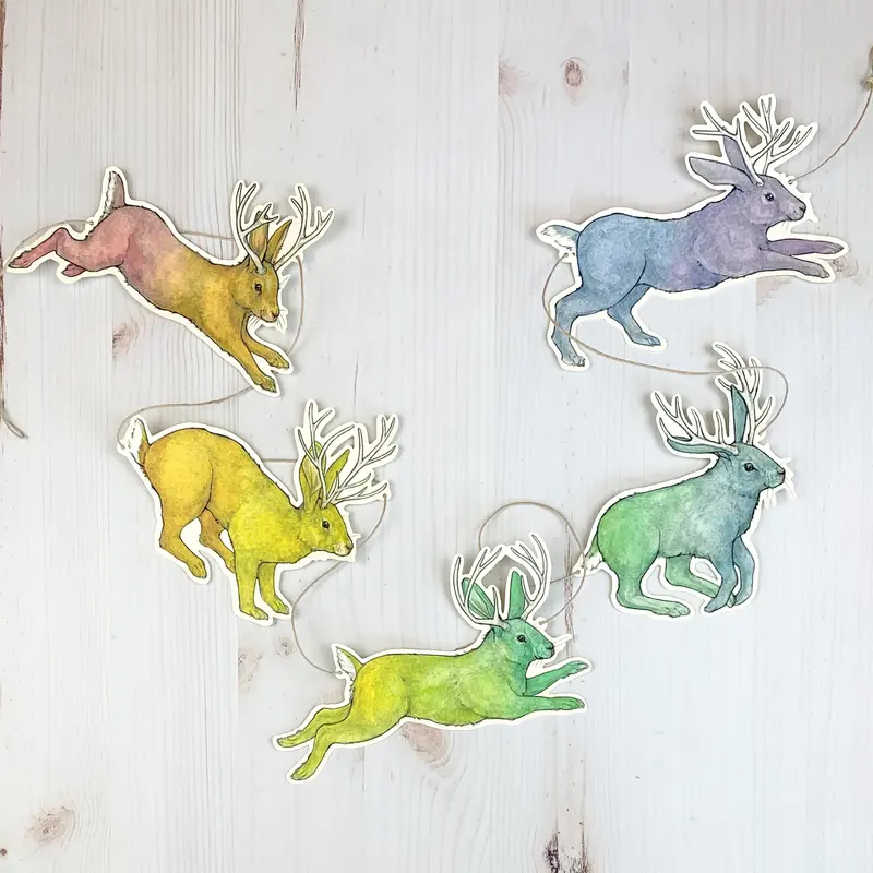 Sarah Draws Things – Jumping Jackalope Paper Garland 1