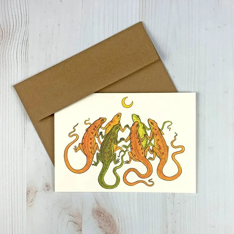 Sarah Draws Things 'Salamander Circle' Nature-Themed Greeting Card 1