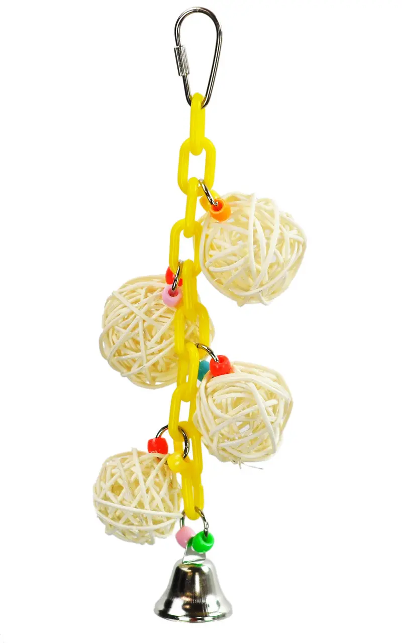 Set Of 4 Vine Balls With Bell – Bird Foraging Toy 1