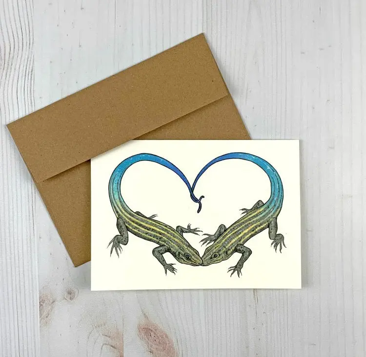 Skink Heart Design Notecard By Sarah Draws Things 1