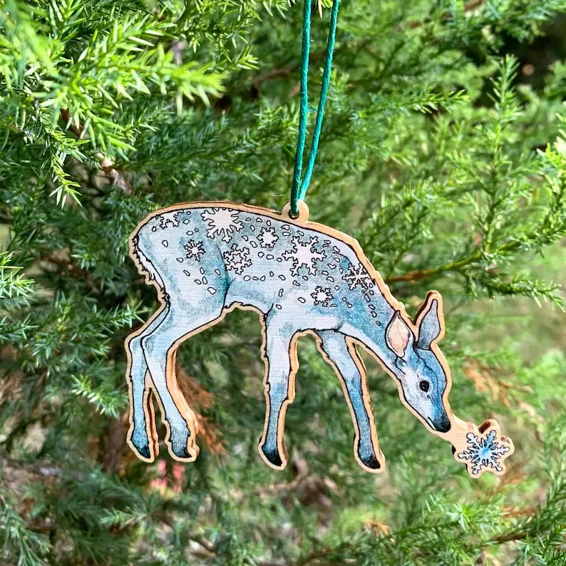 Snow Deer Holiday Ornament By Sarah Draws Things 1