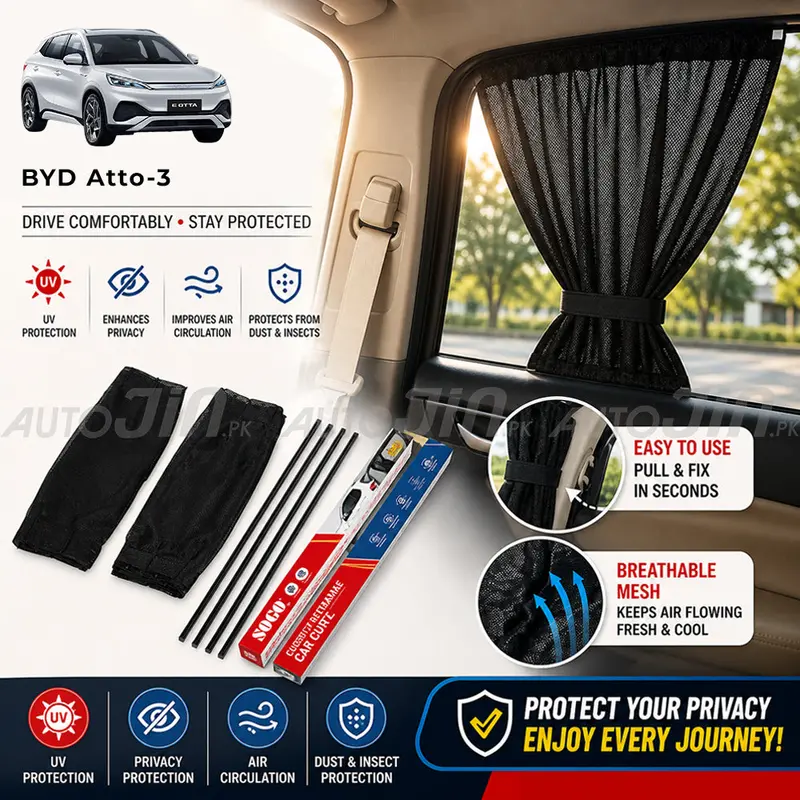 Sogo Retractable Interior Shades For Byd Atto 3 – Vehicle-Specific Sliding Rail Mount 1