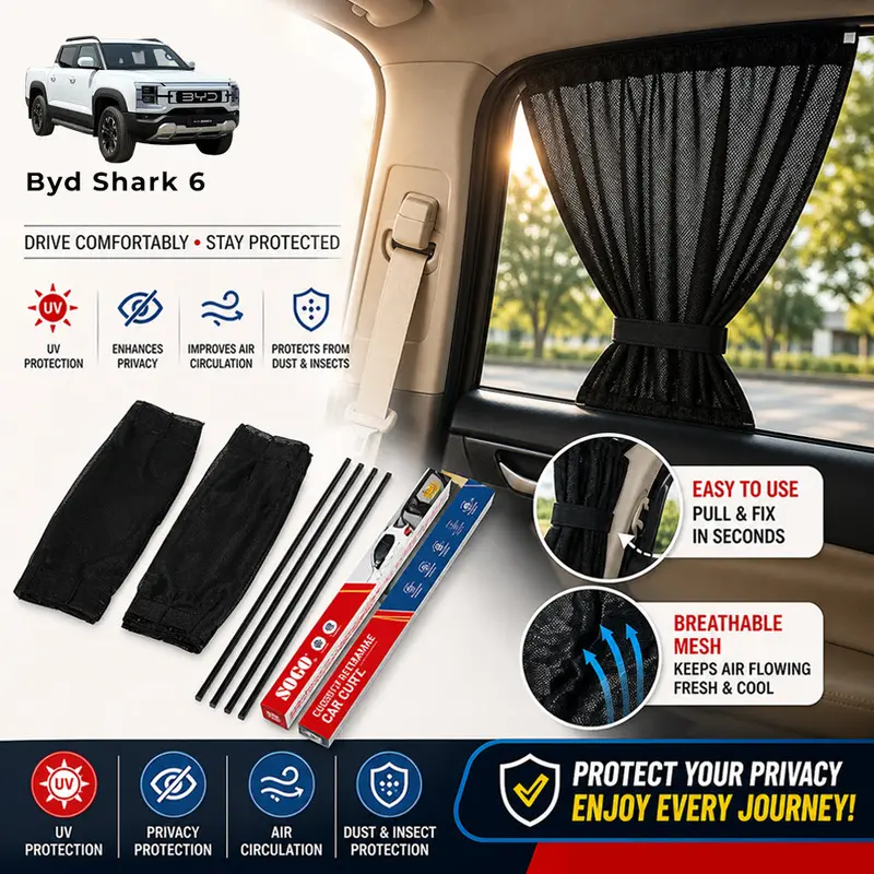 Sogo Retractable Sun Shades For Byd Shark 6 (2025–2026) – Dedicated Sliding Rail Mount 1