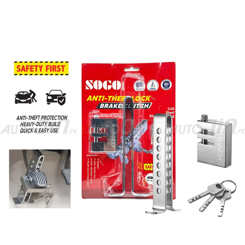 Sogo Stainless Steel Brake Pedal Lock For Theft Deterrence 1