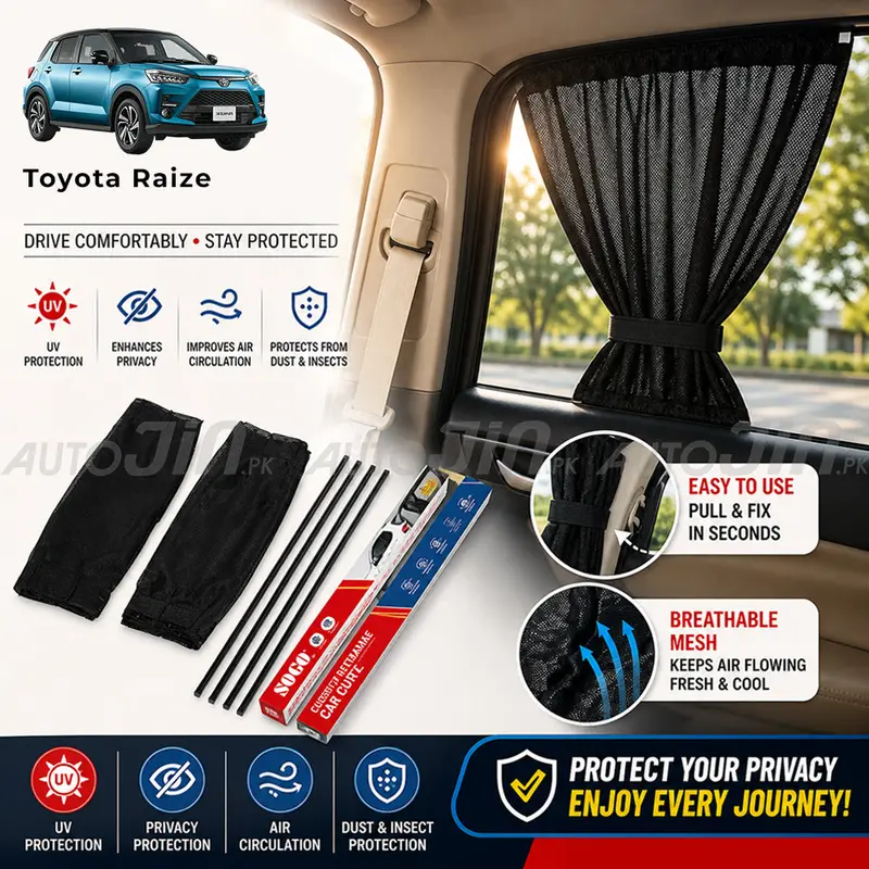 Sogo Tailored Sun Shades For Toyota Raize – Compact Retractable Rail Design 1