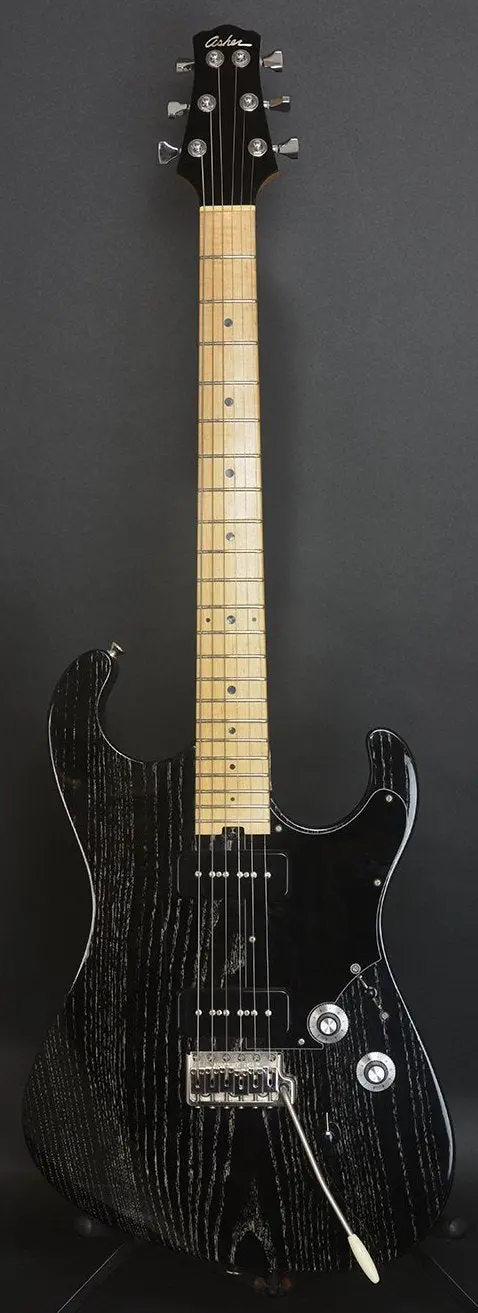 Sold: 2017 Asher S90 Demo Model #1020 — Black Nitro Dog Hair Top, Swamp Ash Body & Lollar Pickups 1