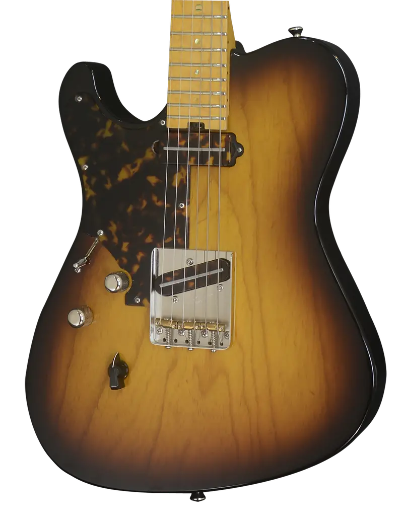 Sold: 2017 Left-Handed T Deluxe #1016 — Tobacco Burst Nitro, Black Tortoise Pickguard 1