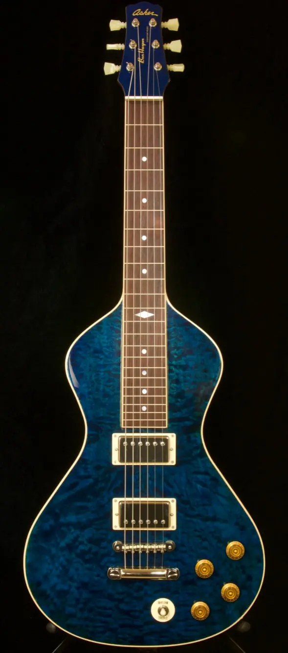 Sold 2019 Asher Ben Harper Signature Lap Steel: Quilted Maple Top With Blue Stain Finish 1