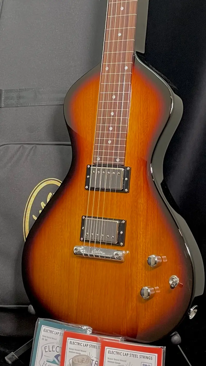 Sold 2022–2023 Asher Electro Hawaiian® Junior Lap Steel: Tobacco Burst Edition With Lollar Pickups, Belly Bar & Slide Bar 1