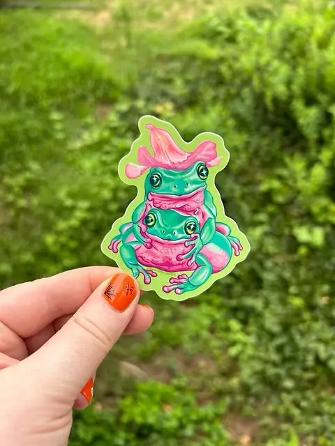 Sophie Margot Art 'Frog Friends' Waterproof Sticker 1