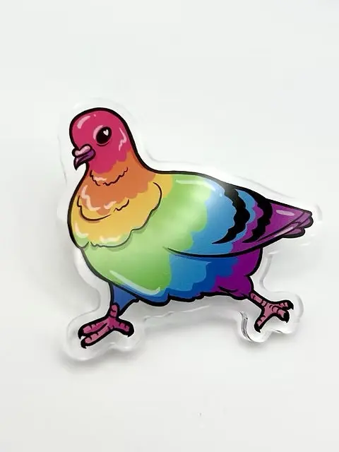 Sophie Margot Art Rainbow Pride Pigeon Enamel Pin 1