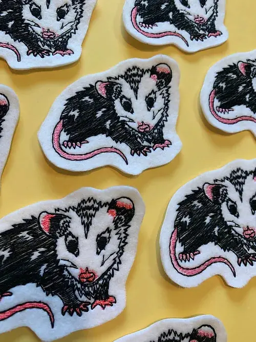Sophie Margot Opossum-Themed Iron-On Embroidery Patch 1