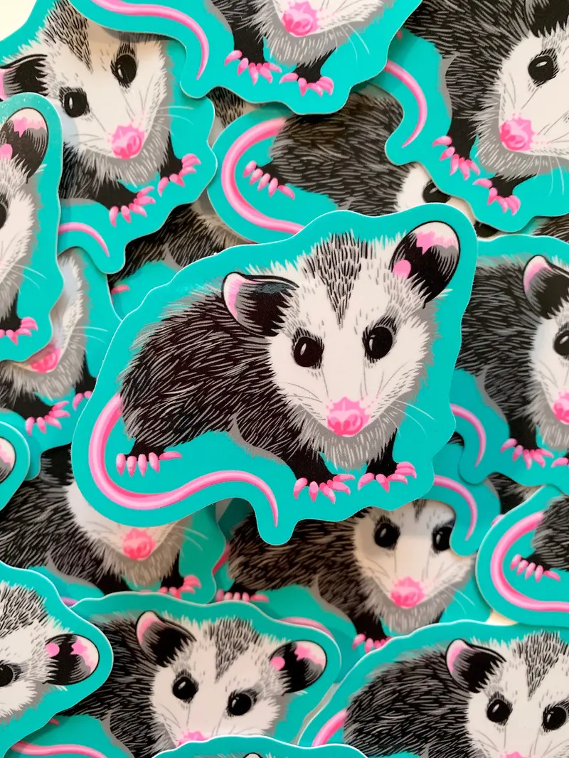 Sophie Margot Wildlife Sticker Featuring An Opossum 1