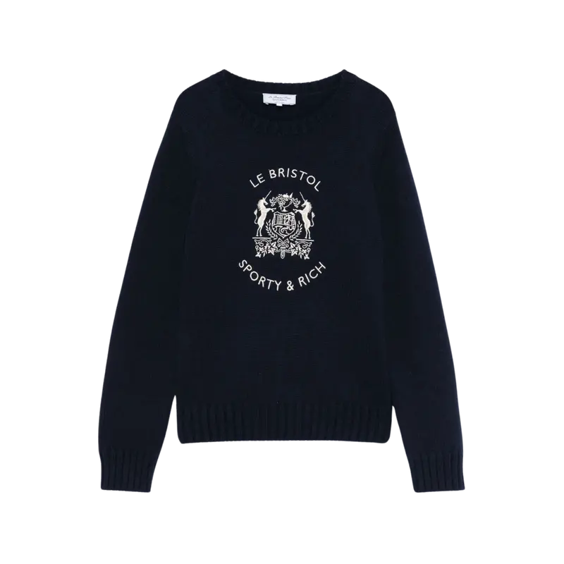Sporty & Rich Bristol Crest Cotton Knit Sweater 1