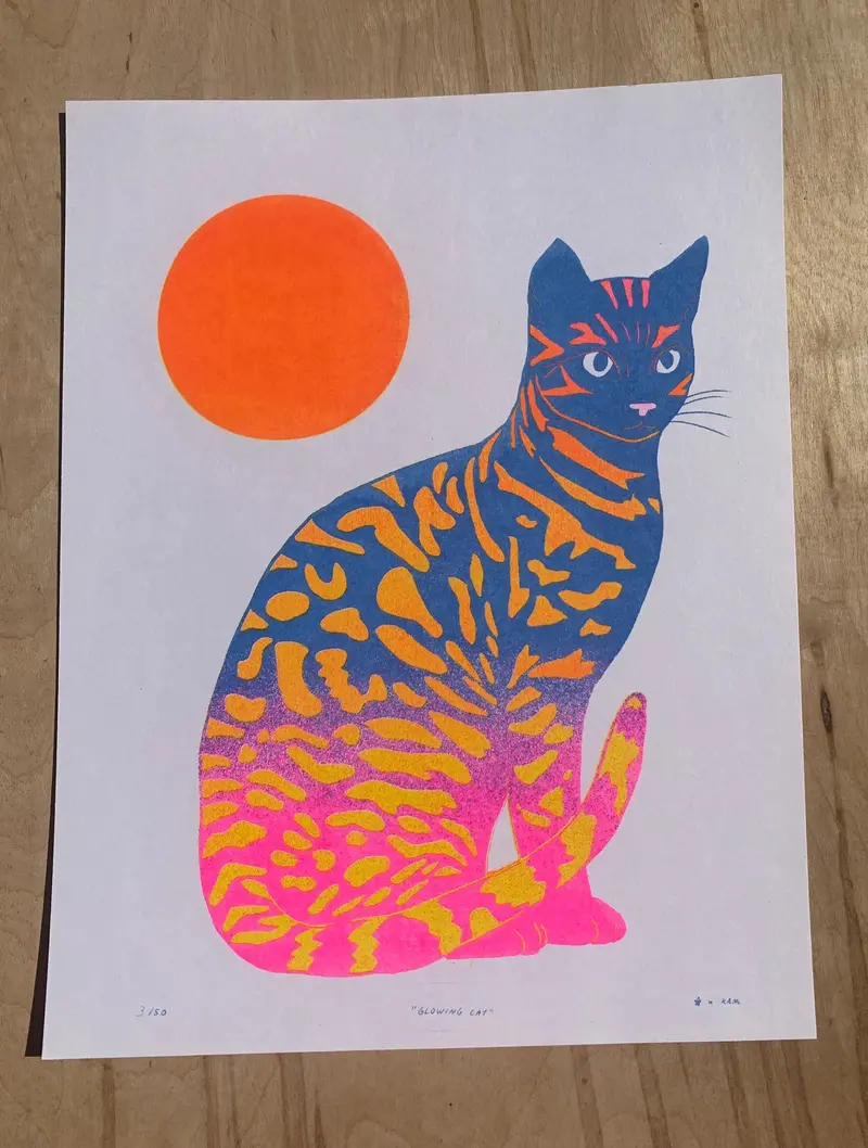 Stitch Prism 'Glowing Cat' Limited-Edition Risograph Print 1