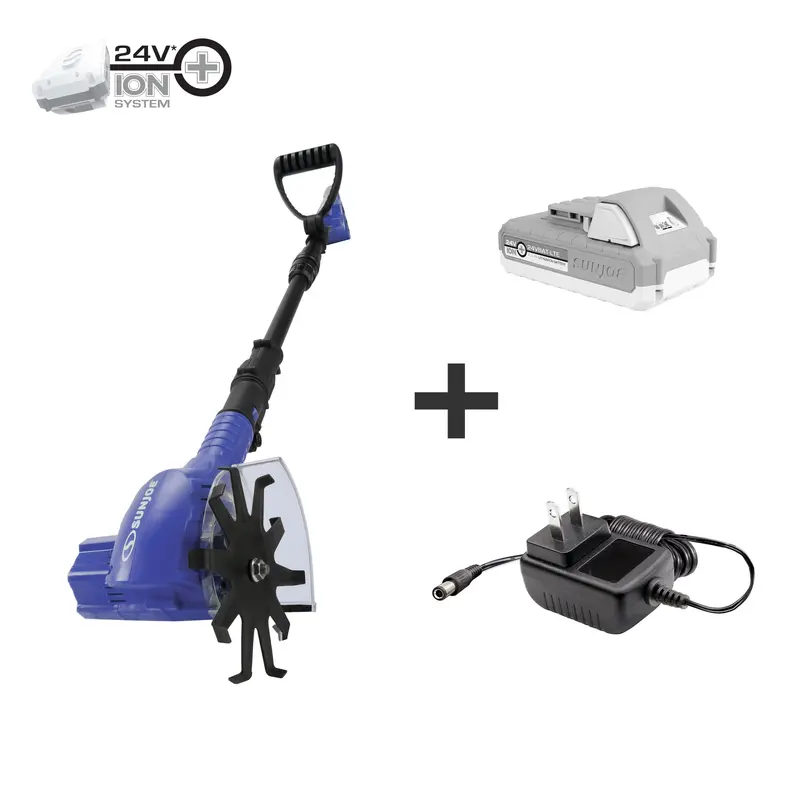 Sun Joe Sj-Wd24V-Sjb 24V Ion+ Cordless Telescoping Cultivator/Weeder Kit – 2.0Ah Battery & Charger (Blue) 1