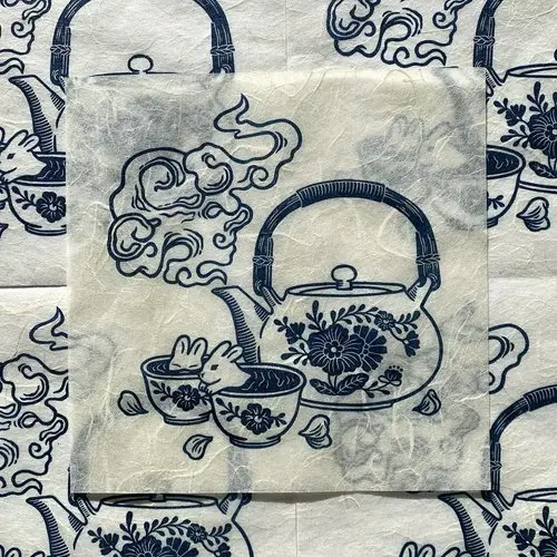 Tea Time Linocut Print – Calm Domestic Ritual Artwork By Huiyi Kuo 1