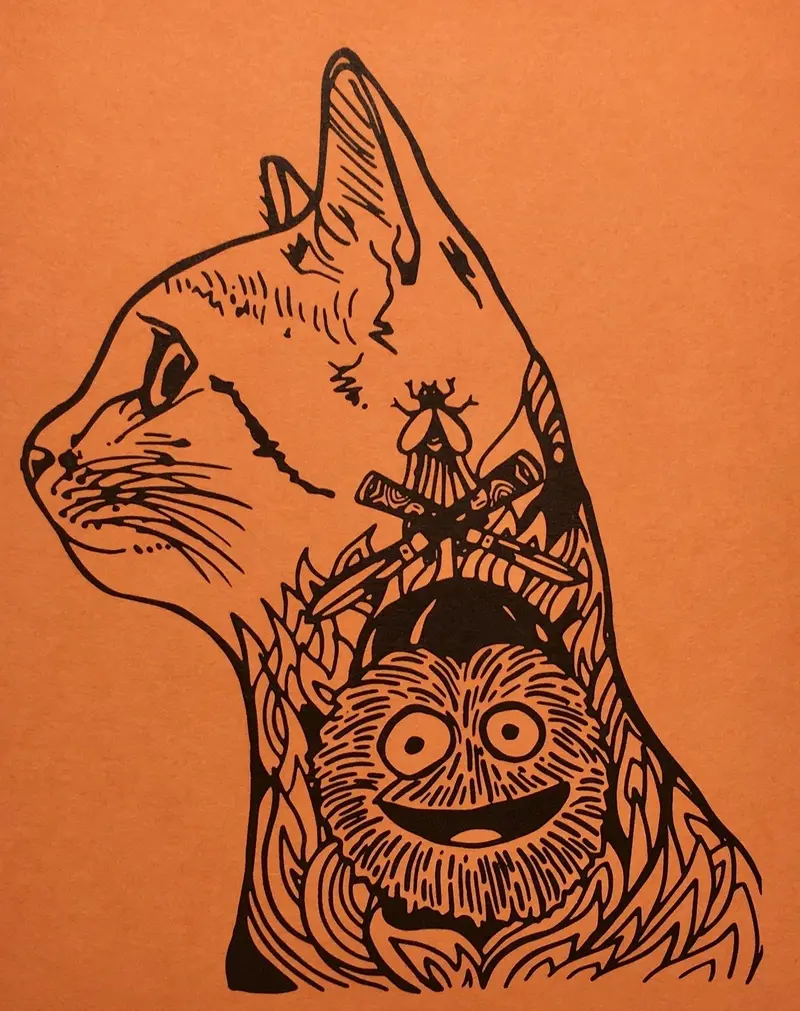 The 50/50 Company Playful 'Gritty Kitty' Illustration Print 1