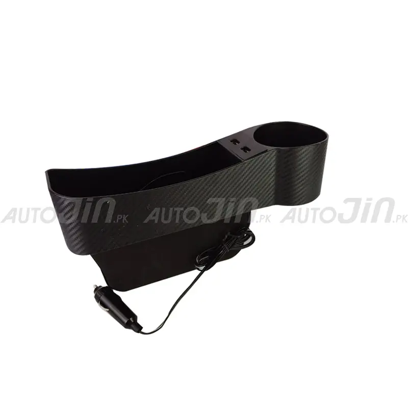 Universal Car Seat Gap Organizer With Carbon Fiber Trim & Dual Usb Charging Ports 1