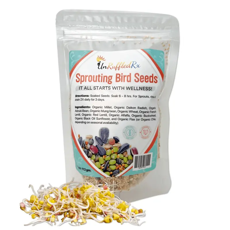 Unruffledrx Organic Sprouting Seed Mix For Avian Nutrition (10 Oz) 1