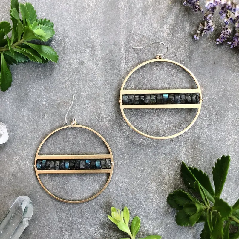 Winola Geometric Labradorite Drop Earrings 1