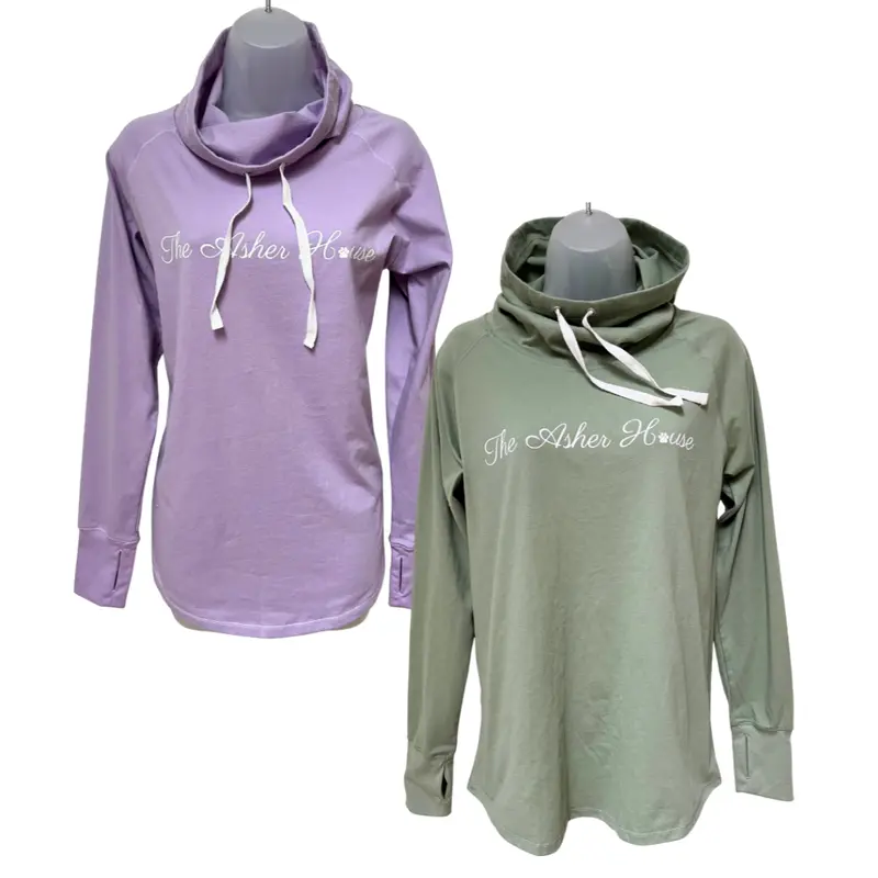 Women’S Cowl Neck Tee With The Asher House Cursive Logo 1