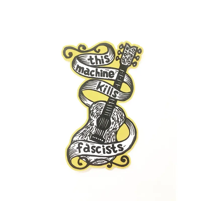 Woody Guthrie Guitar Sticker Featuring Horse & Hare Design 1