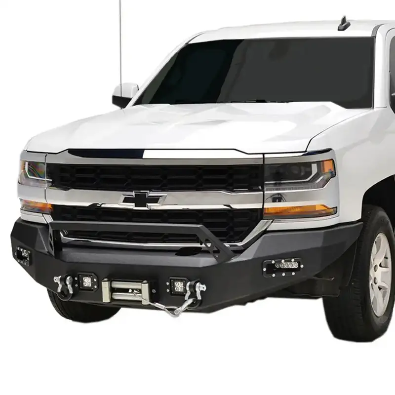16–18 Silverado 1500 Led Front Winch Bumper – Stainless Steel 1