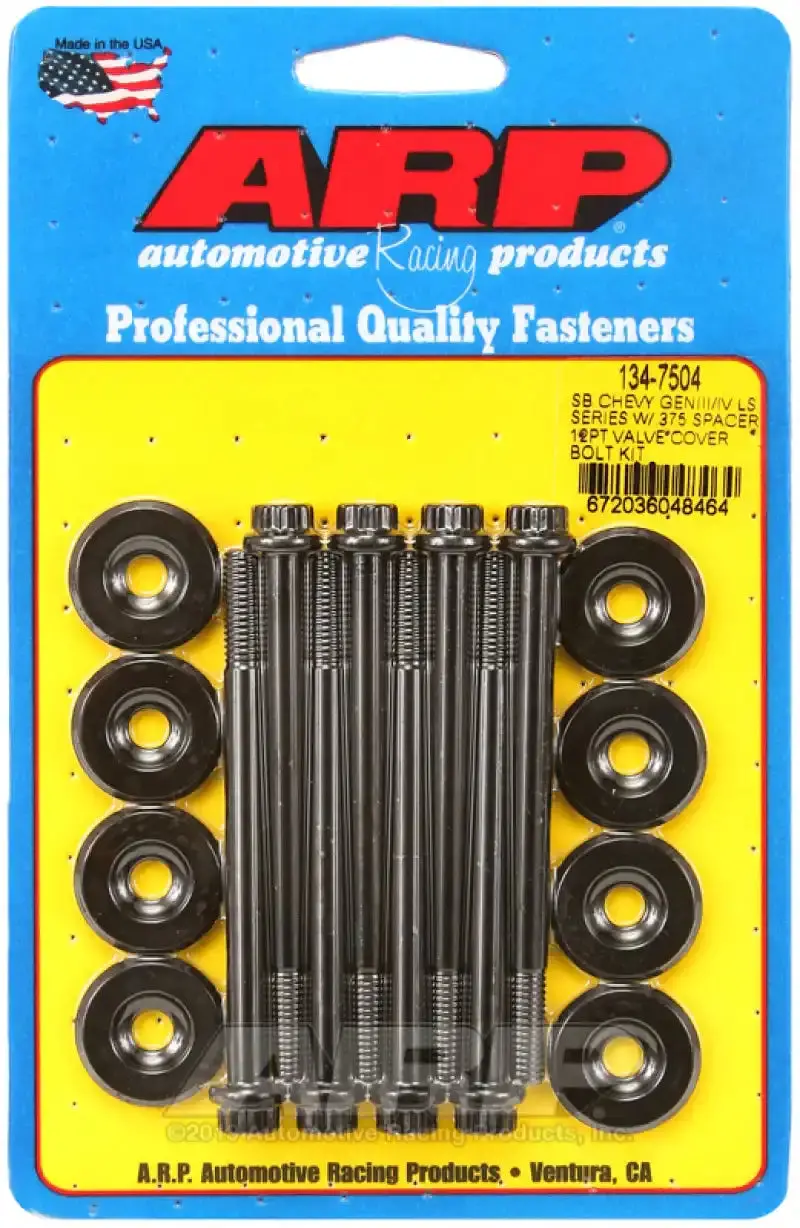 Arp Ls-Series Valve Cover Bolt Kit – 12-Point Black Anodized Spacers For Gen Iii/Iv Small-Block Chevy Engines (.375” Height) 1
