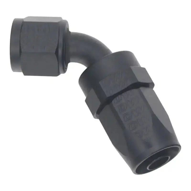 Deatschwerks 8 An Female Flare Swivel Hose Fitting – 60° Angle, Matte Black Anodized 1