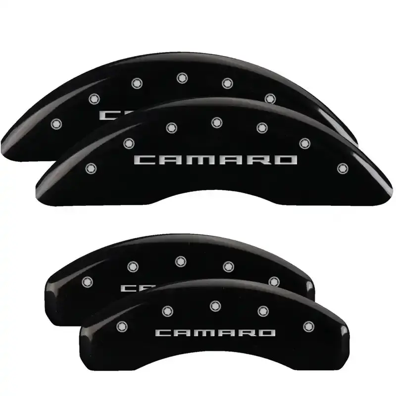 Mgp Engraved 4-Piece Brake Caliper Cover Set – Front And Rear, Mopar Yellow Finish With Black Accents 1