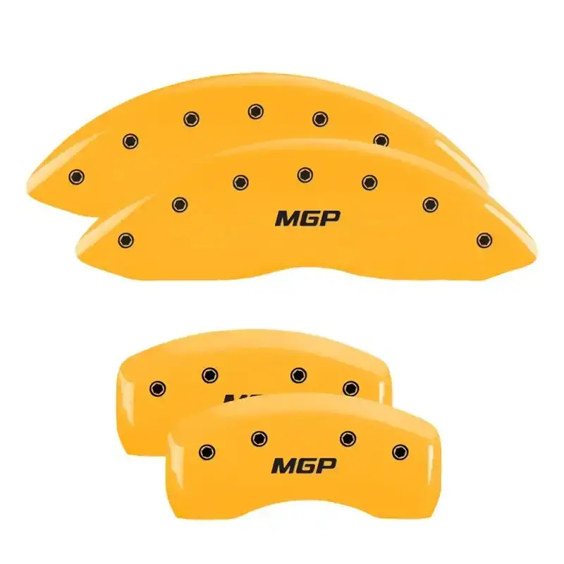 Mgp Engraved 4-Piston Caliper Covers – Front & Rear, Yellow Finish With Black Accent 1