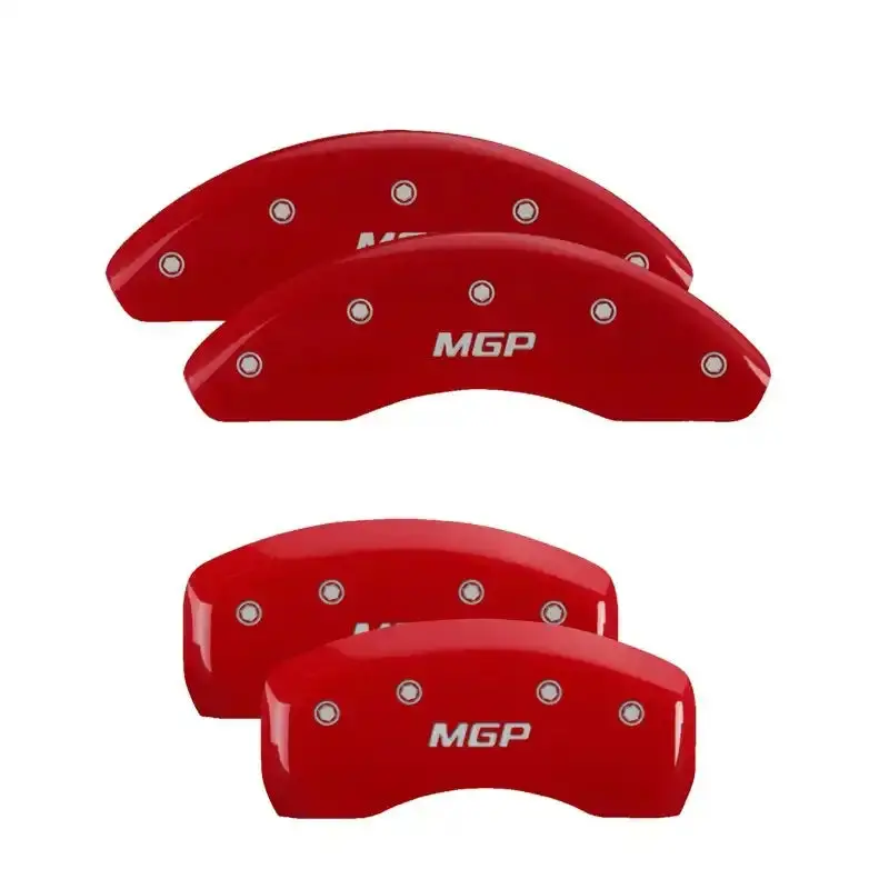 Mgp Engraved Front & Rear Brake Caliper Covers – Red Finish With Silver Chrome Accents 1