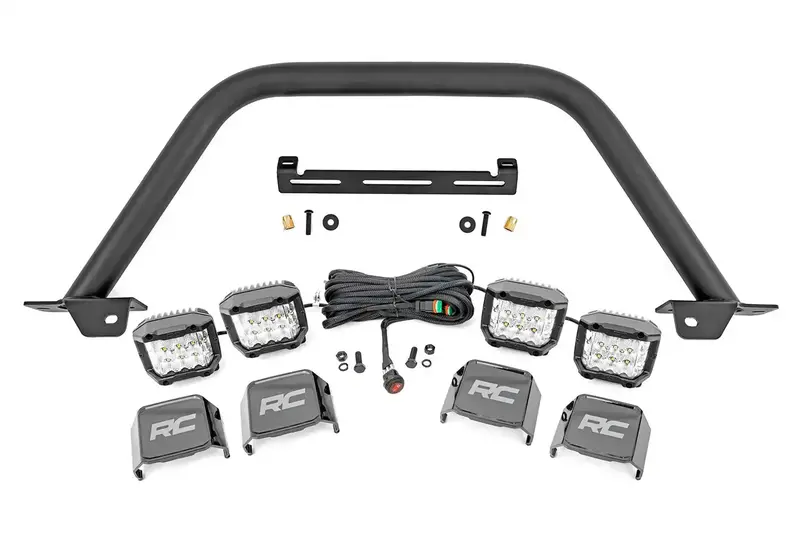 Rough Country 51115 Led Front Bumper With Safari Bar – Modular Steel Design Featuring Four 3.5" Osram Off-Road Lights 1