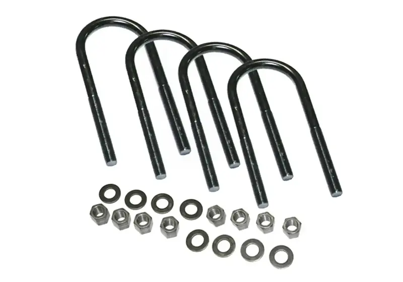Superlift 10924 U-Bolt Kit – 4-Pack, 9/16" × 3 5/8", Round Bend With Mounting Hardware 1